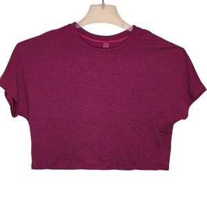Lululemon Crop Top  Waffle Print Magenta Short Sleeve Women's Size 10 *Measured*